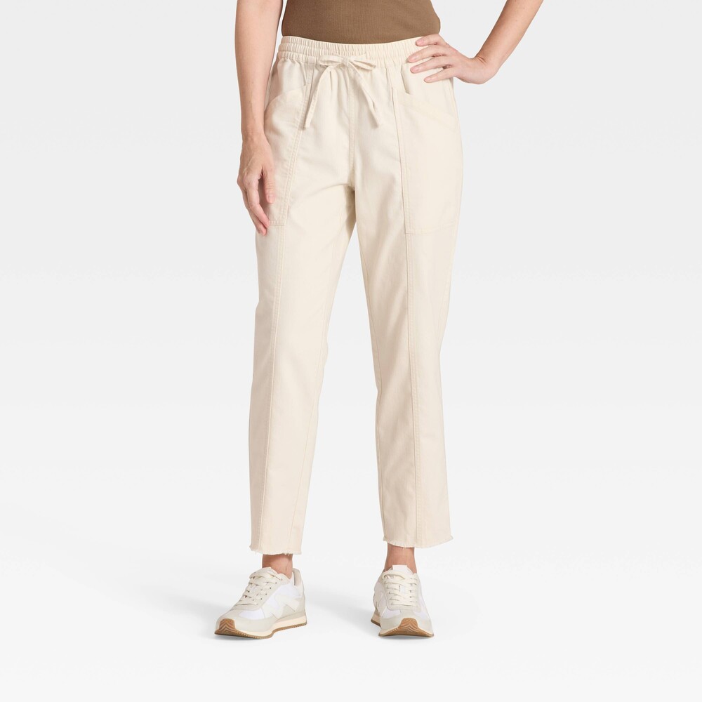Women's Mid-Rise Tie-Waist Pull-On Pants - Universal Thread™ Cream XL